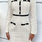 Boutique Elegant White and Black Tweed Dress Photo 0