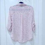 Iz Byer Pink Floral Button-Up Blouse roll tab sleeves size S Photo 1