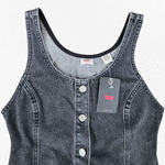 Levi's  Black Full Button Down Pinafore Overall Mini Tuli Denim Dress Size XS Photo 4