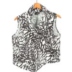 Lisa Bayne Crinkle Abstract Print Shawl Collar Asymmetrical Vest Jacket Top M Brown Size M Photo 0