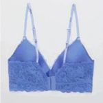 Aerie NWT Real Happy Women’s Size 38DD Wireless Lightly Lined Blue Lace Bralette Photo 1