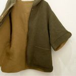 ALPACA INTERNATIONAL Olive Green Baby Alpaca/Wool Blend Hooded Poncho Sweater M Size M Photo 5