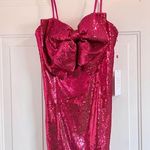 Torn By Ronny Kobo Lindsay Sequin Bow Mini Dress, Color Tulip Pink, Size M, NWT Photo 3