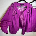 Ashley Stewart  Purple Linen Crochet Trim Jacket Skirt Suit Set Plus Size 24 18 Photo 1