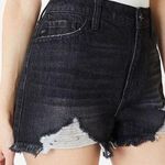KanCan USA KanCan Wayne black raw hem high rise distressed shorts 11/29 NWT Photo 0