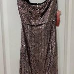 Haute Monde Brown Sequin Ruched Strapless Dress Photo 0