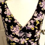 Gap | Black/ lavender floral v-neck sleeveless sun dress with front tie Photo 1