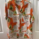 Urban Outfitters Wish You Were Here Hawaiian Print Button Up Oversized Tee Photo 2