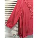 Counterparts  Pink Crochet 3/4 Sleeve Blouse Size Small Shark Hem‎ Boho Photo 3