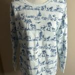 Vintage lands end Blue and White Scenic Print Sweatshirt size large Photo 0