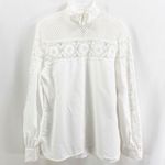 Sandro White Mock Turtle Neck Long Sleeve Lace Blouse Photo 2