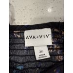 Ava & Viv Women’s Black‎ Floral Blouse Boho 2X Peasant Ribbed Plus Long Sleeve Photo 4