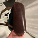 Handmade Groovy Aztec rainbow stitched green suede chocolate leather bucket backpack bag Photo 3