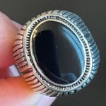 Oval obsidian stone S925 silver ring size 8 Photo 4
