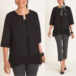 Chico's NWOT  Black Short Crop Jacket Size 1 3/4 Sleeve Collarless Blazer SZ M Photo 1