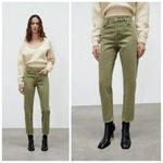 ZARA  Jeans Womens 6/29 Olive Green High Rise tapered Leg Denim Casual Button Fly Photo 1