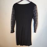 American Living Dress Elegant Black Lace Long Sleeves Sequin V-Neck Faux Wrap Photo 8