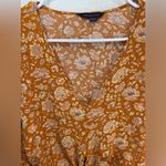 American Eagle Viscose Floral V-Neck Cropped Hem Bell Sleeves Boho Top Size XS Photo 4