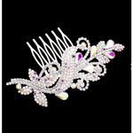 Christina Collection Aurora Borealis ornate hair comb.wedding prom special event Silver Photo 2