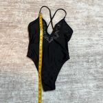 Wild Fable  Womens Small Black Silver Stud Bedazzled Plunging One Piece Swim Suit Photo 2