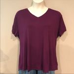 Double Zero Deep Purple Soft Slouchy V Tee Asymmetric Top Photo 4