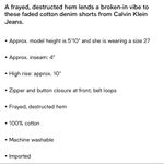 Calvin Klein Shorts NWT High Rise Cutoff Jean Shorts. Distressed Womens 27/4 Photo 3