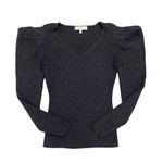 Milly Isabella Puffed Shoulder Ribbed Wool Sweater Long Sleeve Gray Size 2 Photo 4