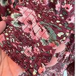 Aerie  burgundy floral mini dress, gathered waist & cuffs, size L Photo 8