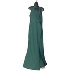 WOOSEA Women Sleeveless V Neck Split Long Dress, DARK GREEN, Size XL, Green Photo 4