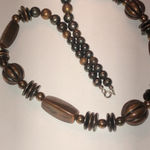 Vintage Bronze Tone Gunmetal Gray Dark Metal Beaded Boho Necklace Photo 2