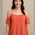 Women's Mossimo Supply Co. Coral Cold Shoulder Top Size S Photo 0