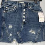 Free People Size 26 Womens Distressed Mini Denim Skirt Color: Harvey BNWTS Photo 2