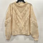 Vintage Hand Knot 100% Wool Cream Fisherman Sweater Thick Cable Knit Pullover M Size M Photo 1
