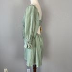 Charlie Holiday  Sonny Mini Dress Size 8 Sage Green Linen Cotton Long Puff Sleeve Photo 3