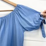 Bongo NEW Juniors L Bohemian Boho Tie Sleeve Off Shoulder Chambray Blue Lace Photo 4