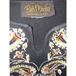 Bob Mackie  Black with Yellow Paisley Long Sleeve Lightweight Sweater‎ Photo 3
