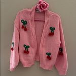 Katydid Pink Cherry Embroidered Cardigan Size M Photo 1