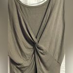 Women’s Twist Back Short Sleeve Olive Green Thong Bodysuit Size Large NWT Photo 3