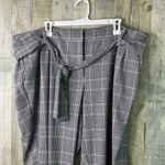 Calvin Klein Size 18W Plaid Print Black & White Plaid Print Dress Pants Tie Belt Photo 2