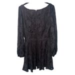 Midnight Doll Dillard’s Black Long Sleeve Mini Short Jacquard Smock Dress Size Medium Photo 2
