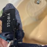 Storia  Navy Floral Romper Jumpsuit Women’s V-Neck Boho Wide Leg NWT Photo 6