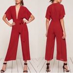 Reformation Women’s Swiss Red Short Sleeve V-Neck Wide Leg Jumpsuit Size 10 Photo 10