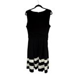 Calvin Klein Dress Women 14W Black White Stripe Belted Modest Office Versatile Photo 2