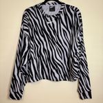 Nike  Zebra Print Long Sleeve Cropped Sweatshirt Pullover Top Black White M‎ Photo 0