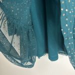 Francesca's Audrey parks Francesca’s Kelly Ruched Lurex Dot Dress in green size medium Photo 11