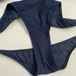 Tory Burch Bikini Swim Suit Two Piece Ruffle Logo Lightly Lined Navy Blue Gold Photo 10