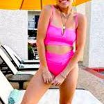 Aerie NWT  Shine Pique V Wire Bandeau Bikini Top size L/XL Pink Photo 1