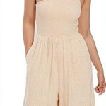 American Eagle  Pale Goldenrod Yellow Cream Floral One Shoulder Jumpsuit Small Photo 0