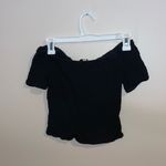 EXPRESS  black bandage smocked top. Cropped Photo 2
