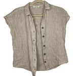 BeachLunchLounge Collection Button Up Size Small Stripes Neutral Breezy Vacay Tan Photo 1